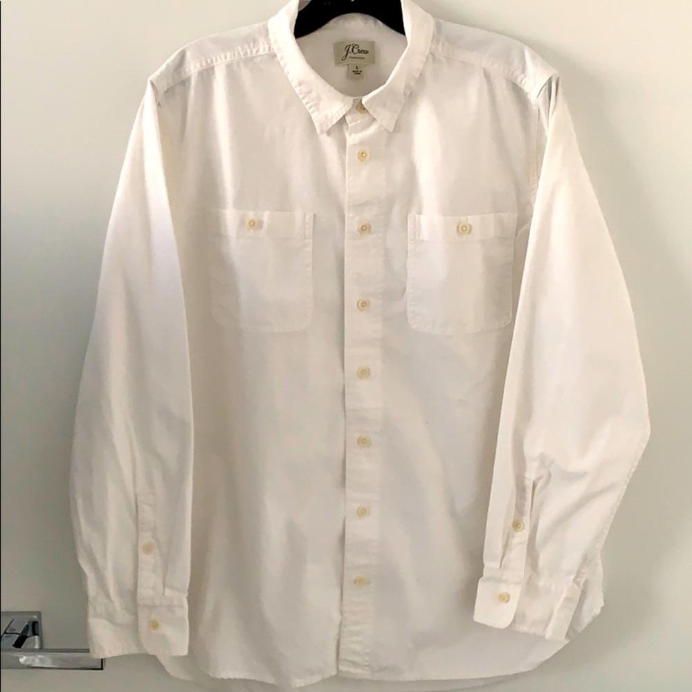 J.Crew White Classic Fit Chambray Shirt